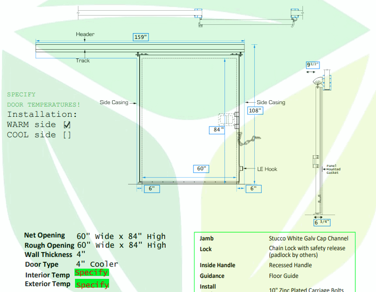 GGR-60 Wide and 84 High LEFT SLIDING MANUAL DOOR
